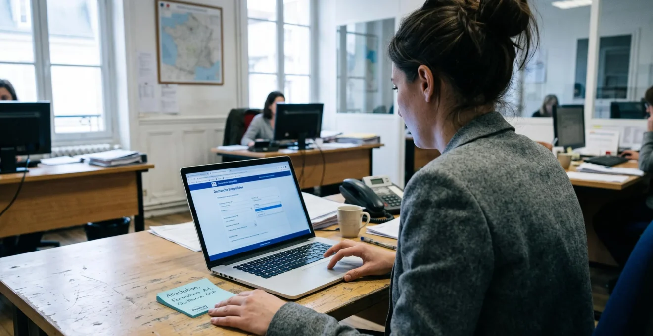 Une utilisatrice déroule une liste d'établissements sur la plateforme depuis son ordinateur portable.